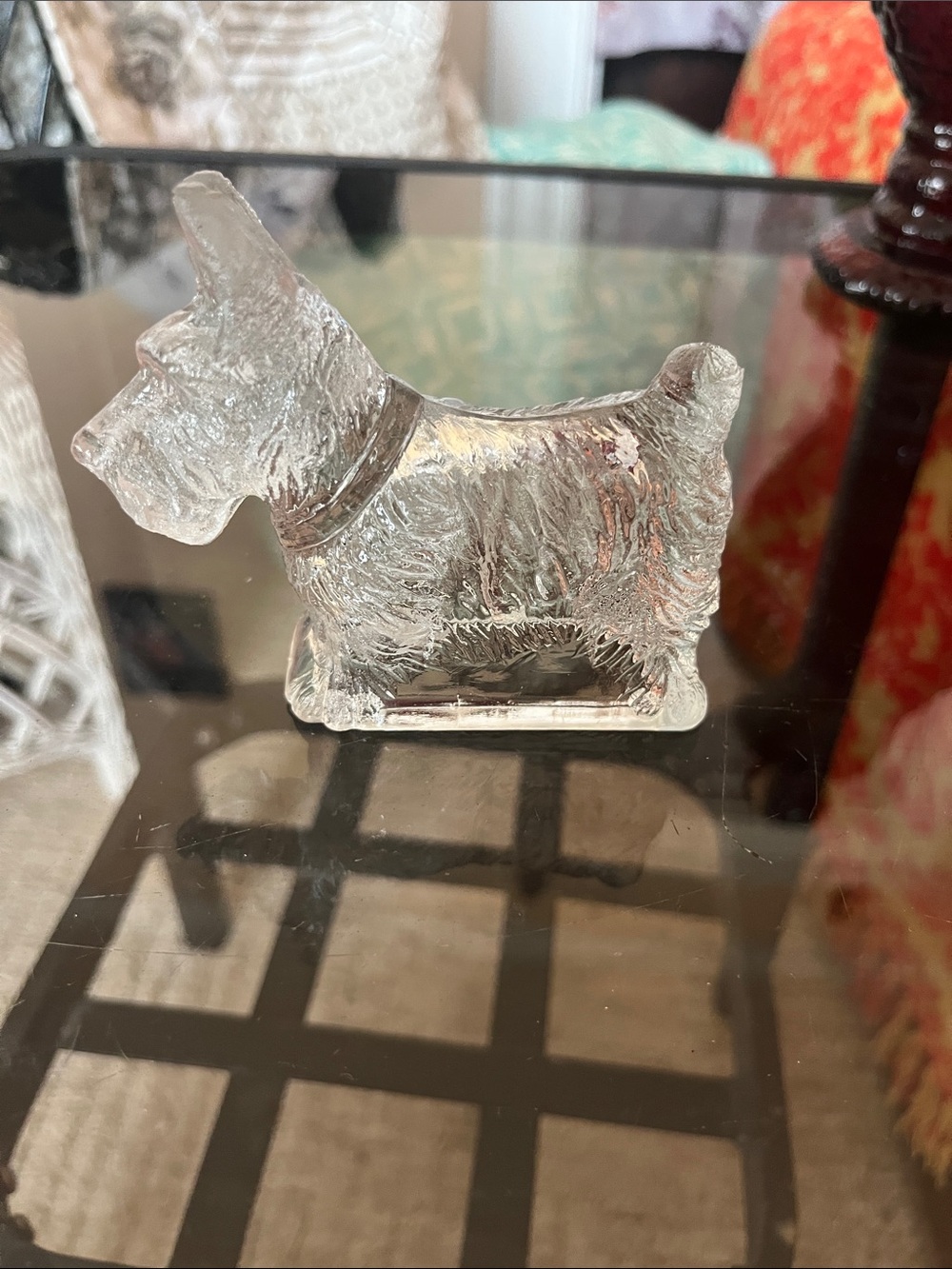 Vintage  Clear Glass Scottie Dog Figurine or previously a Candy Dispenser